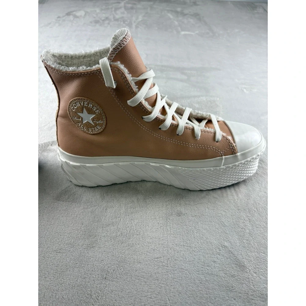 Converse Chuck Taylor All Star Move Platform Leather Sherpa Peach Womens 9 - Picture 6 of 9